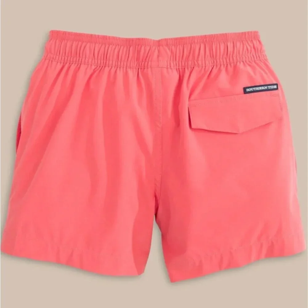 Southern Tide Boys Coral Swim Trunks Size XL 16 Elastic Waist Lined NEW